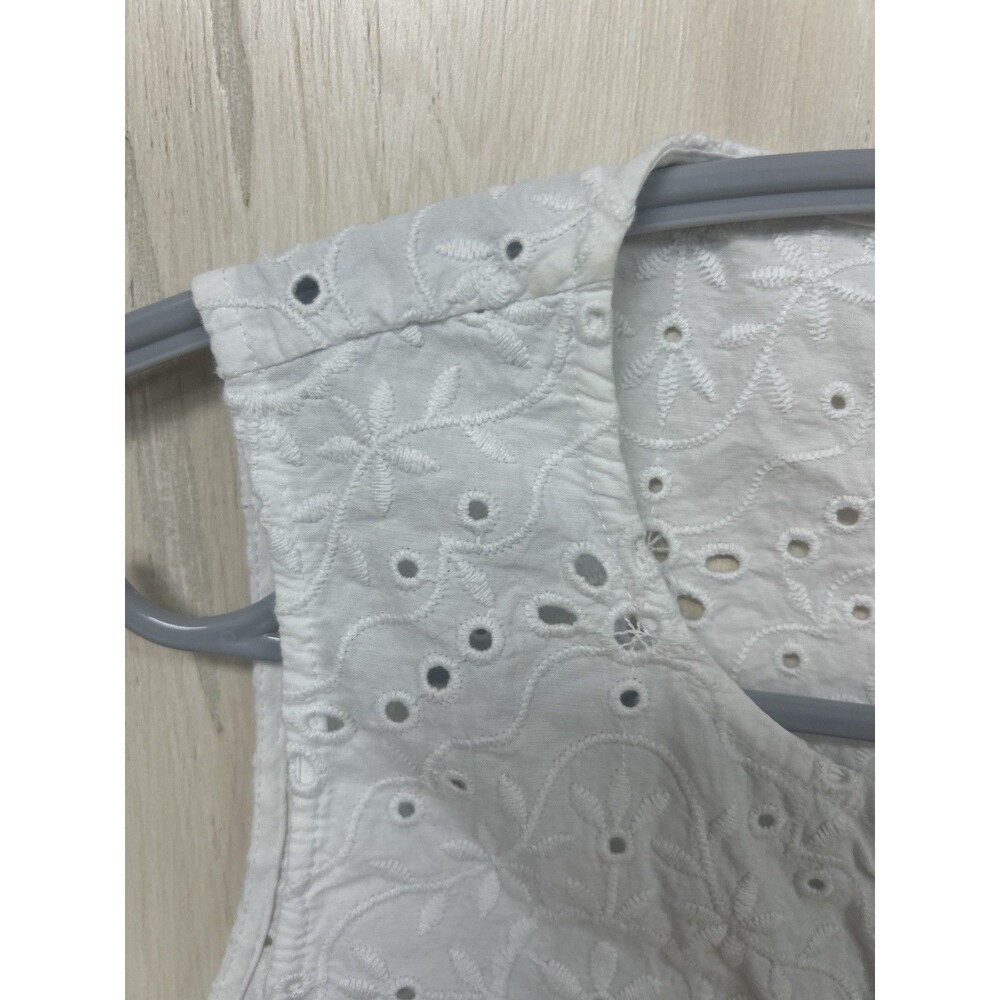 Sezane Roni White Eyelet Button Front Sleeveless Top Size 38 Fr - Picture 8 of 13